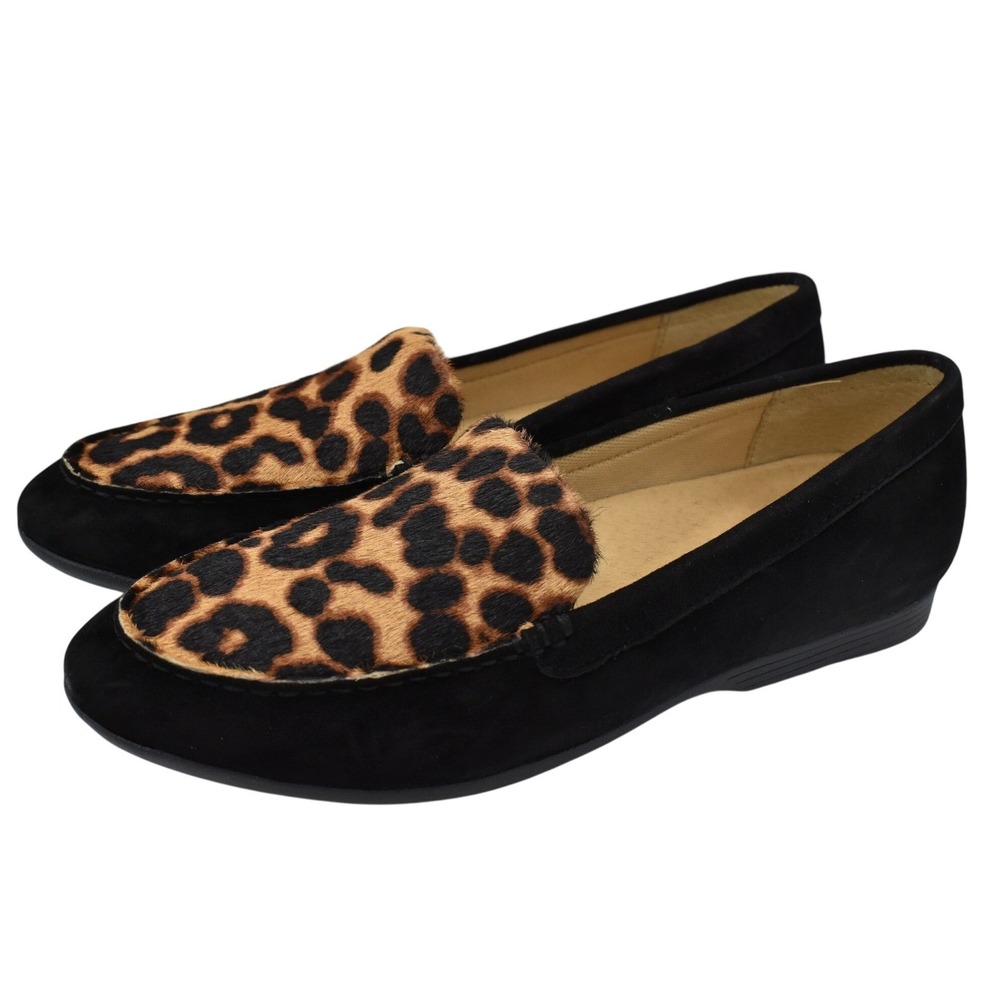 Dansko Loafers Womens Size EU 38 Black Suede Leopard Calf Hair Slip On Shoes